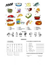 English Worksheet: Food and Beverage