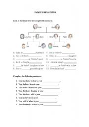 FAMILY RELATIONS WORKSHEET