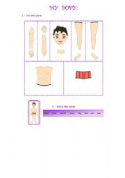 English Worksheet: Body cut and paste