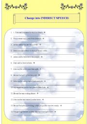 English Worksheet: Direct and Indirect Speech - PART 1