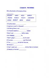English Worksheet: Cmmon proverbs
