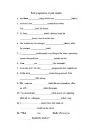 English Worksheet: Past Progressive or Past Simple