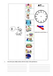 English Worksheet: VISUAL DAILY ROUTINE WORKSHEET - FIRST PERSON SINGULAR