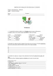 English Worksheet: Test the verb to be 