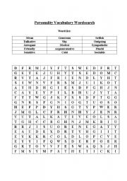 English worksheet: Personality adjectives - word search