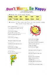 English Worksheet: Song: Dont Worry, Be Happy