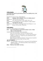 English Worksheet: At the Dentist