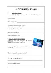 English worksheet: SUMMER ACTIVITIES