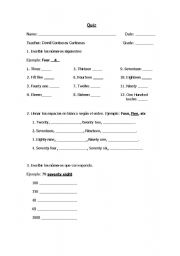 English Worksheet: numbers practice