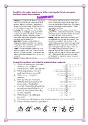 English Worksheet: Olympic and Paralympic sports