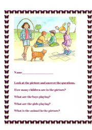 English Worksheet: A day at the playground