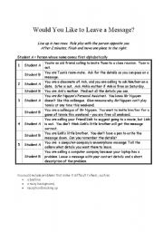 English worksheets: Leaving a Message