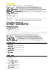 English Worksheet: can-cant