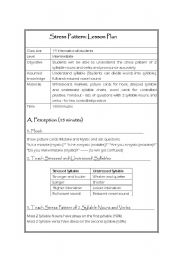 English Worksheet: stress pattern lesson plan