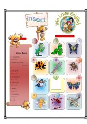 English Worksheet: Insect -  Match Part 1/2