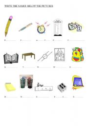 English worksheet: CLASSROOM OBJECTS