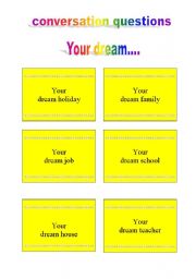 English worksheet: your dream