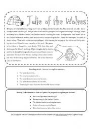 English Worksheet: Julie of the Wolves