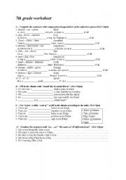 English Worksheet: worksheet for 7th grades 