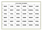 English Worksheet: Reading game: oo-words