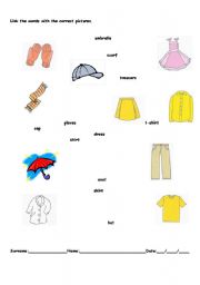 English worksheet: worksheet about clothes
