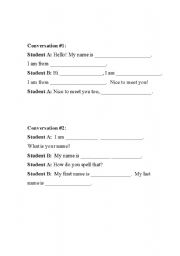 English Worksheet: Inroduction Conversations