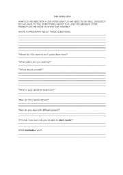 English Worksheet: job interview