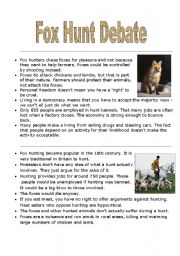 English Worksheet: Fox hunting debate