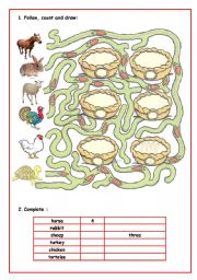 English Worksheet: Follow and count