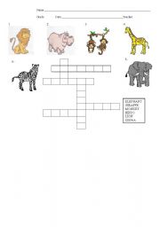 English worksheet: Animals - crossword