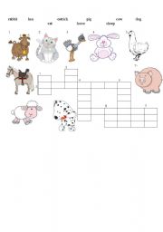 English Worksheet: farm animals - crossword