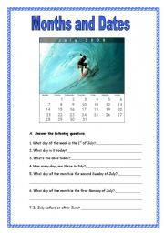 English Worksheet: Months and dates
