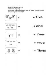 English Worksheet: MATCH NUMBERS WITH DRAWING S