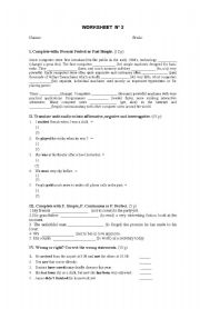 English Worksheet: Present Perfect, Past Simple and Past Continuous exercises