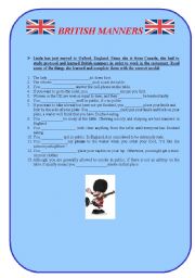 English Worksheet: British Manners (Modals) 