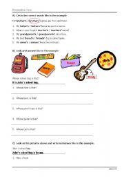 English Worksheet: Possessive Case