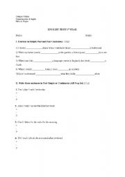 English worksheet: Past simple and Past continuous test