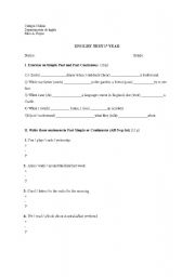 English Worksheet: Past simple and Past continuous test