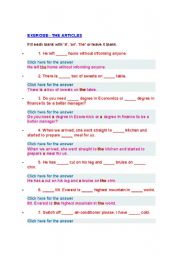 English Worksheet: the article