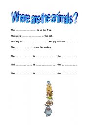 English worksheet: where are the animals