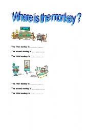 English worksheet: Where is the monkey ? 1/4