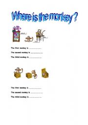 English worksheet: Where is the monkey ? 2/4