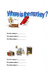 English worksheet: Where is the monkey ? 4/4