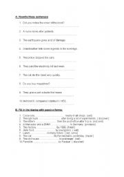 English Worksheet:  Passive voice exercises ( present simple & past simple)