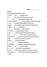 English worksheet: Past Tense