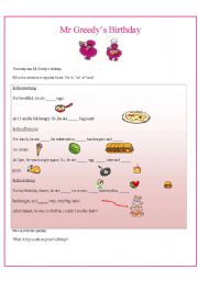 English Worksheet: Mr Greedys Birthday - Practising A/An/Some