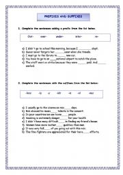 English Worksheet: PREFIXES AND SUFFIXES 