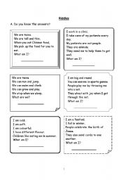 English Worksheet: Riddles