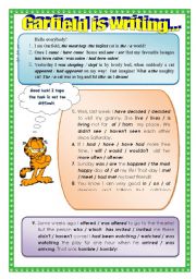 English Worksheet: Garfields Letter. New design.