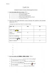 English Worksheet: Simple Present Test 2